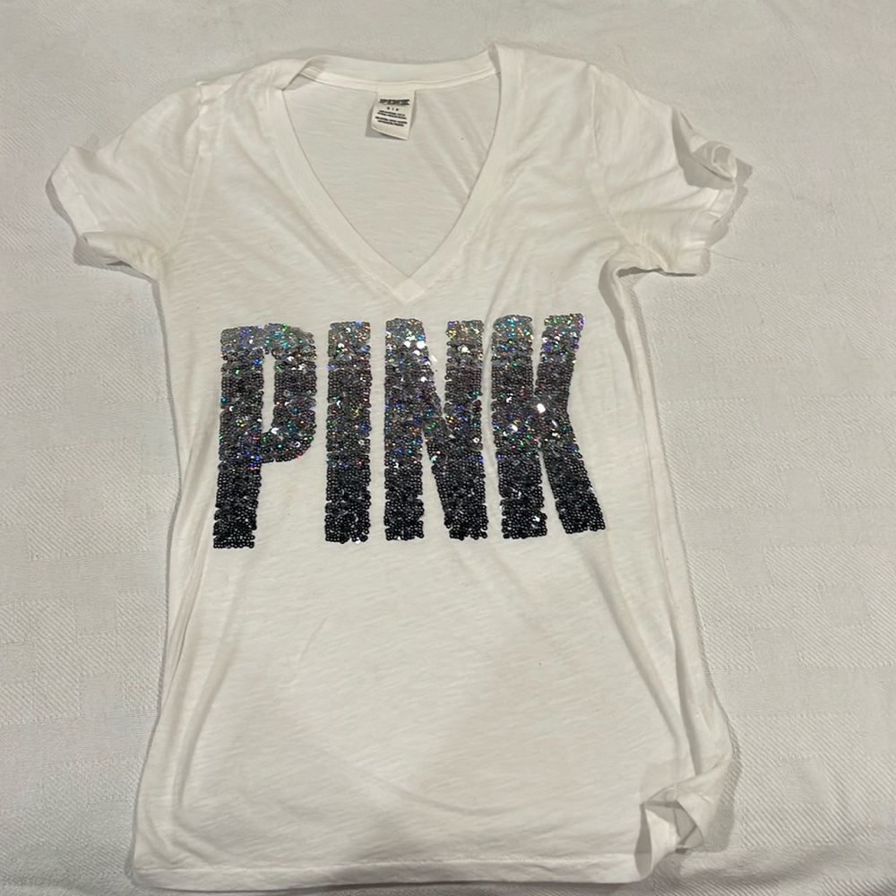 Pink white tee